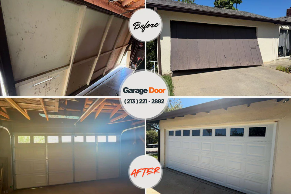 Before and after: garage door repair Huntingburg, IN